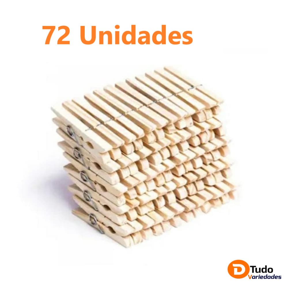 Prendedor de Roupas,Madeira, 72 Unidades, Promoção