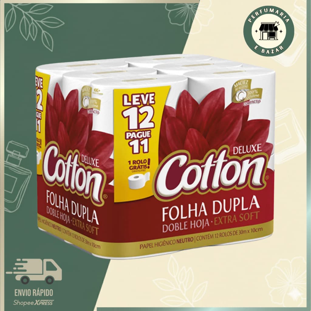 Papel Higiênico Cotton Deluxe Folha Dupla Leve 12 Pague 11