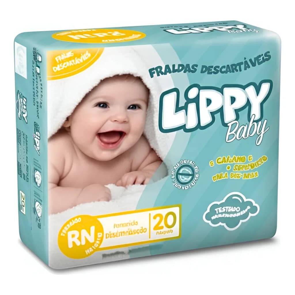FRALDA INFANTIL PACOTE COM 20 TIRAS LIPPY BABY - RN