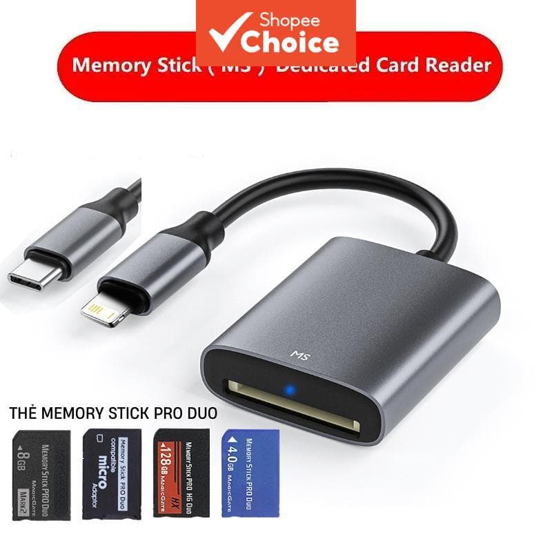  Leitor de cartão MS Memory Stick com adaptador Tipo-C para MacBook Pro Air 2023, iPhone, PRO, MS DUO