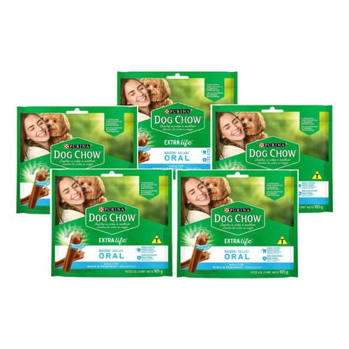 Kit 5 Un Petisco Dog Chow Oral Cães Porte Pequeno 105g