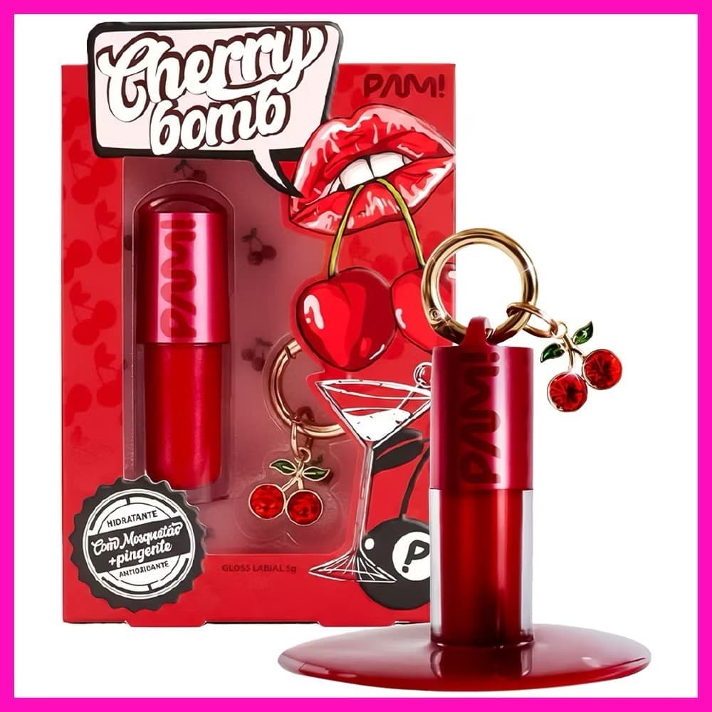 Pam By Pamella Gloss Labial Cherry Bomb 5g Entrega O Tom Na Medida Certa E Um Brilho Laqueado