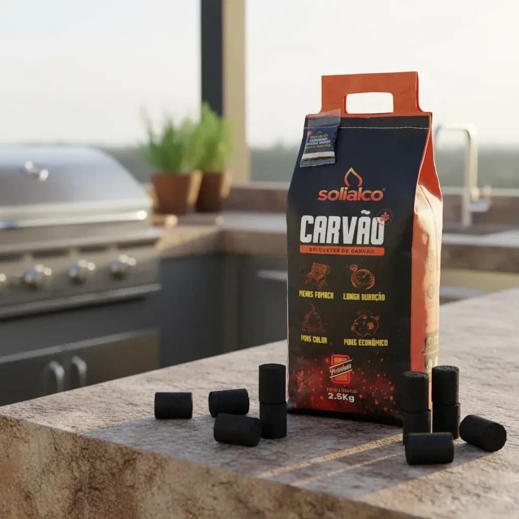 Carvão Briquete Eucalipto Vegetal Para Churrasco Sem Fumaça 2,5 Kg