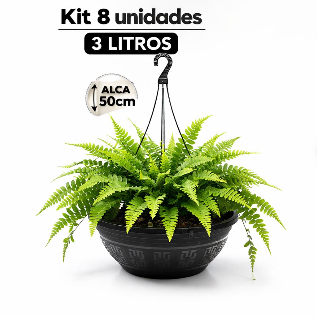Kit 8 Vasos Cuia 3L com Alça 50cm – Resistentes para Jardim e Varanda