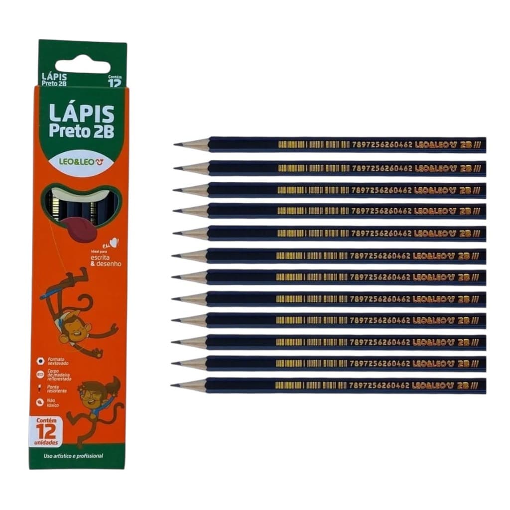 ✏️ Lápis Preto 2B – Leo&Leo Kit 1 / 3 / 6 Unidades