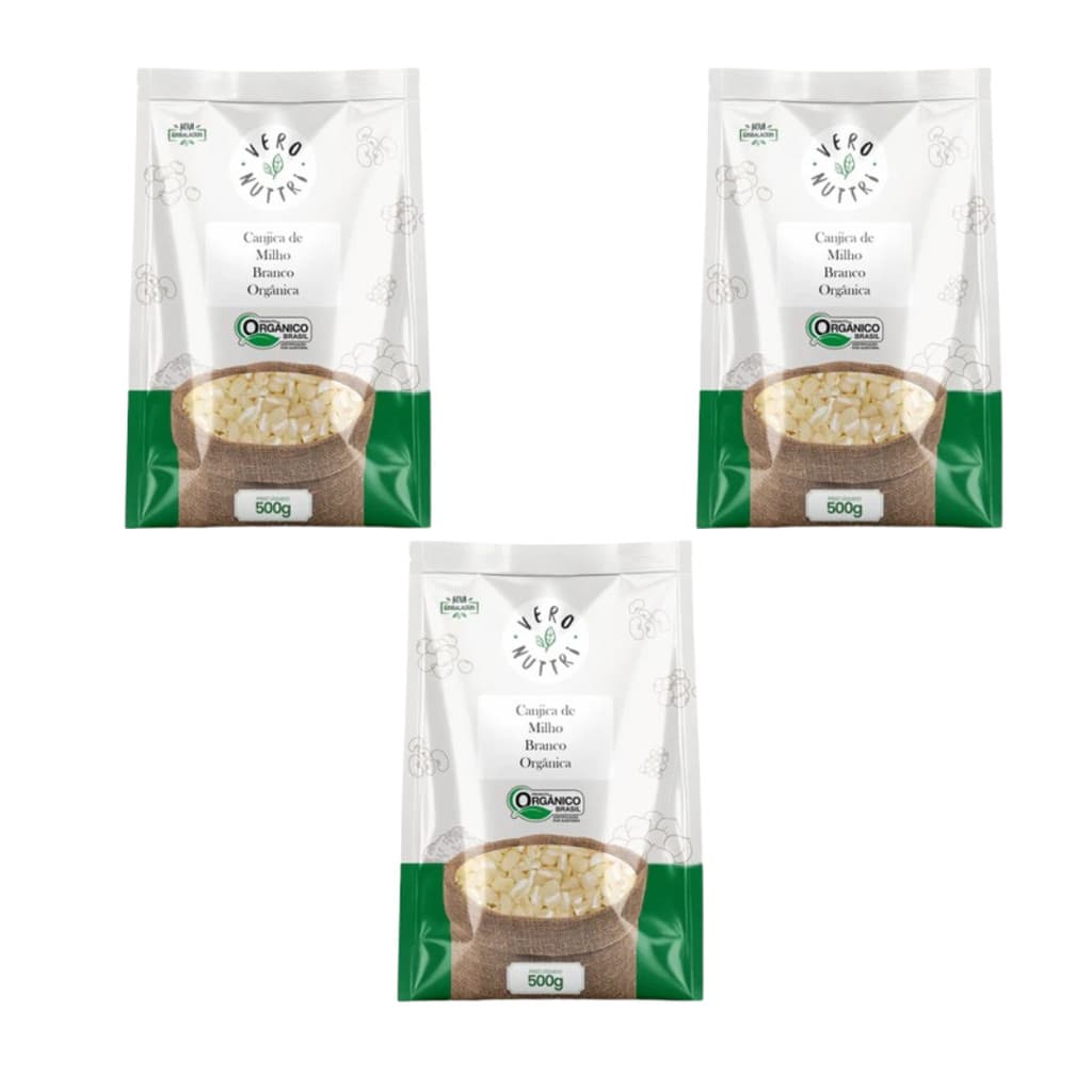 Kit 3 Canjica de Milho Branco Organica 1,5Kg Vero Nuttri