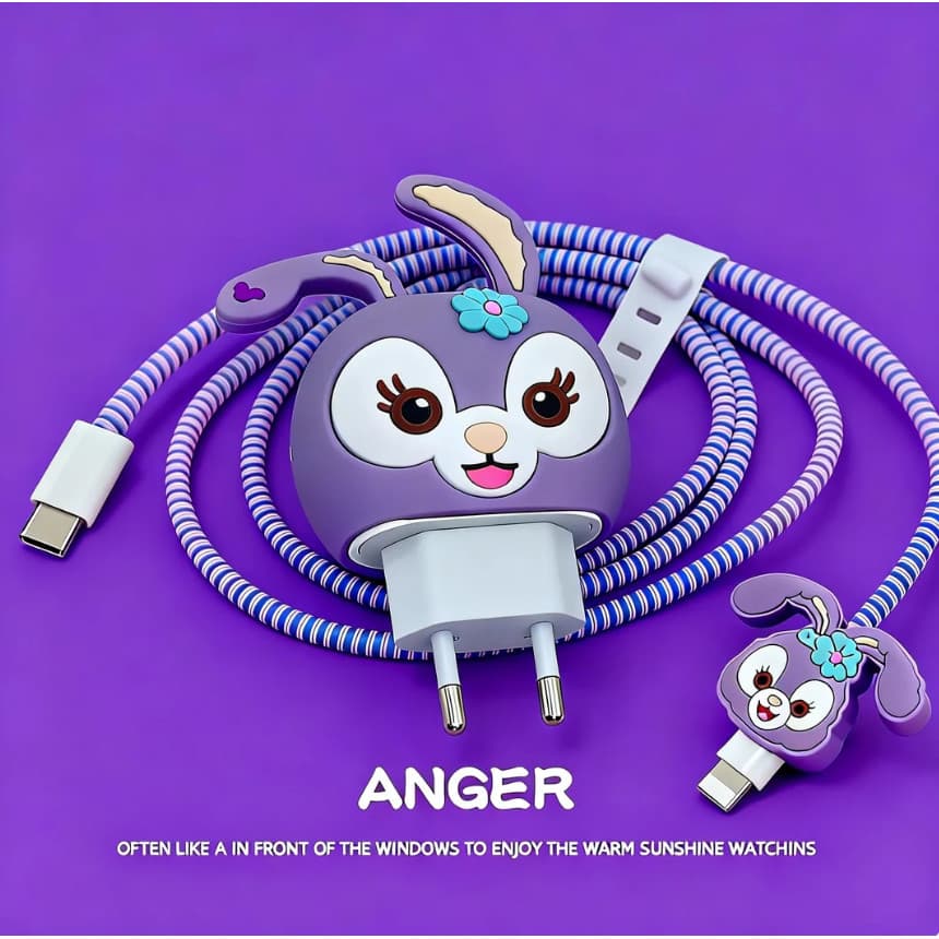 Capinha Para Carregador  Fonte USB-C Com Espiral De Silicone Para Cabo USB