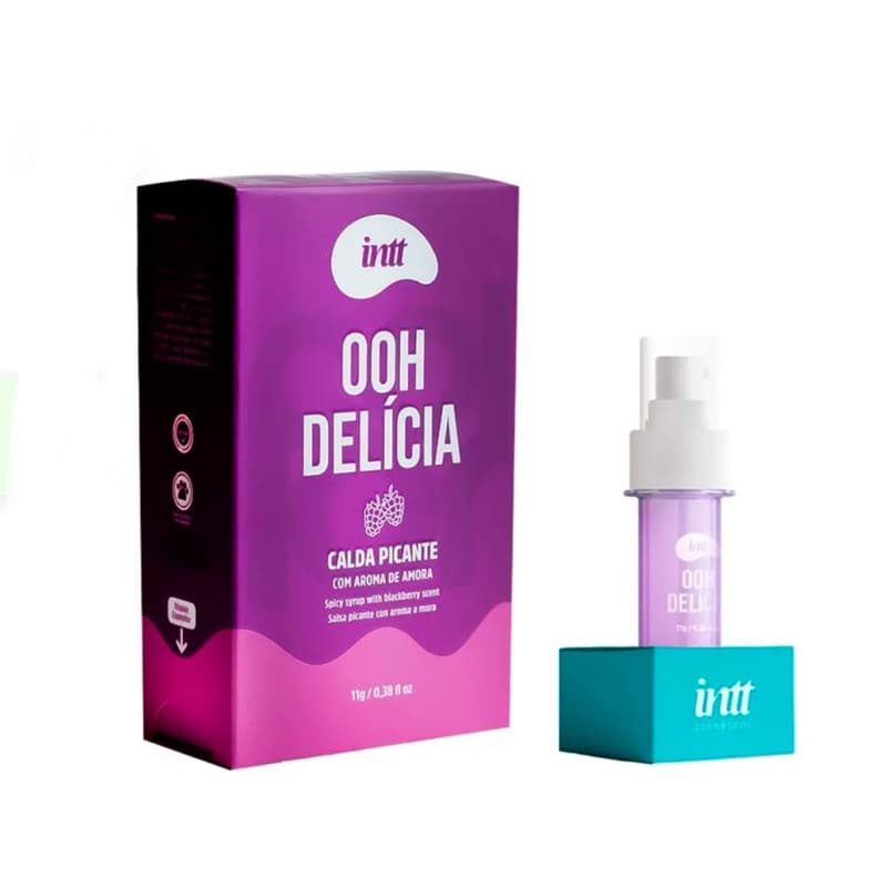 OOH Delícia Lubrificante Beijável  Sabor Amora Comestível 11g INTT - Calda Picante
