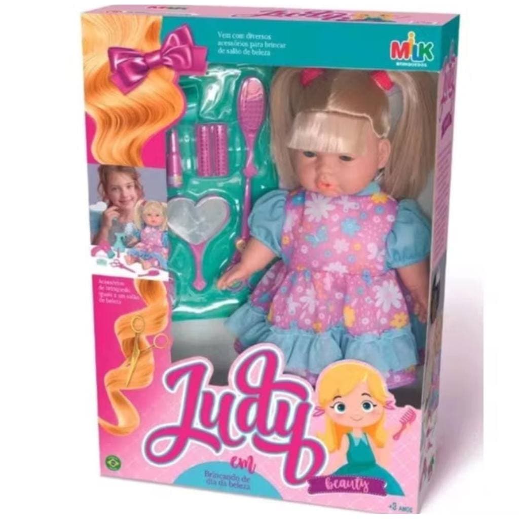 Boneca Grande Judy Beauty Salão de Beleza Com Acessórios - Milk -