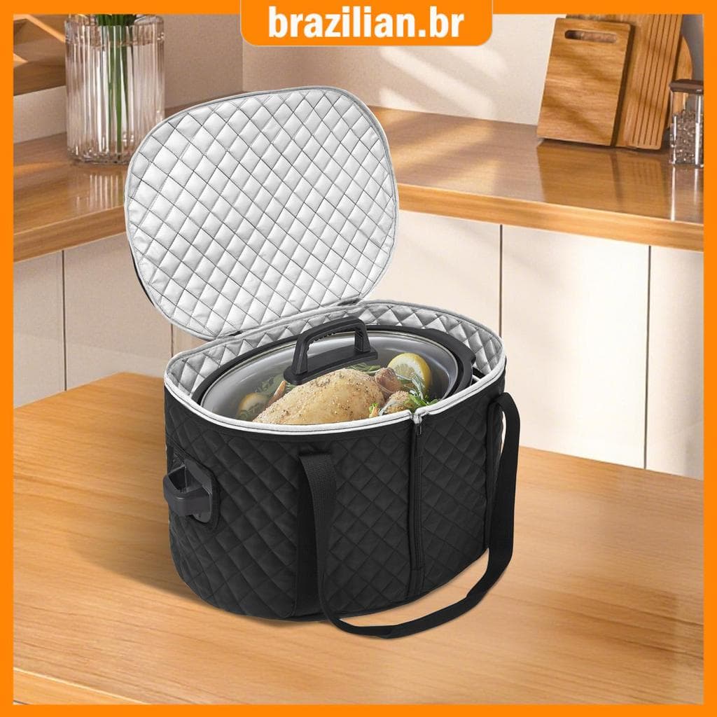 Sacola De Fogão Lento Com Tampa , Estojo De Transporte Para Transportador De 6-8 Quartos Eletrodomésticos De Alimentos Q