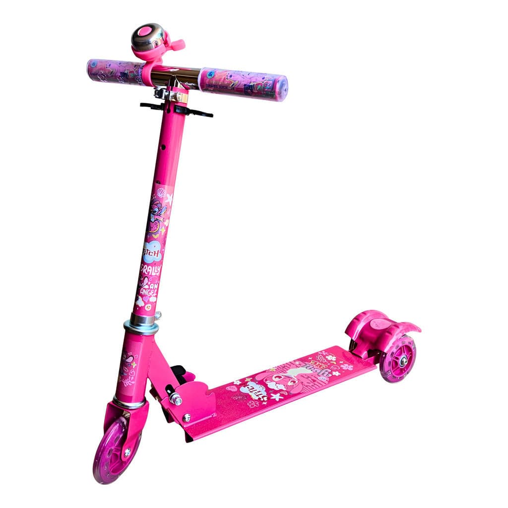 Patinete Disney Stitch com 3 Rodas e Luz Cor Rosa