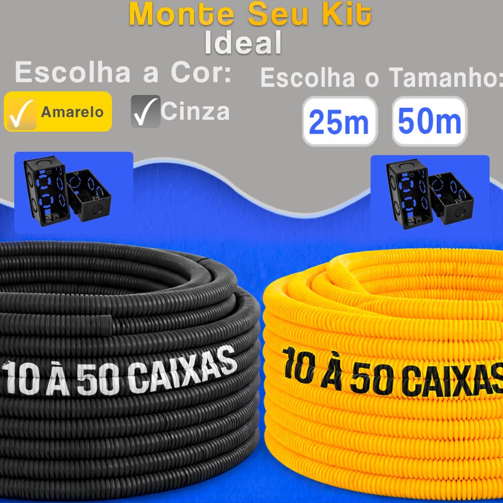 Conduite Eletroduto 3/4  25 á 50 Metros 10 á 50 Caixas Rolo Reforçado