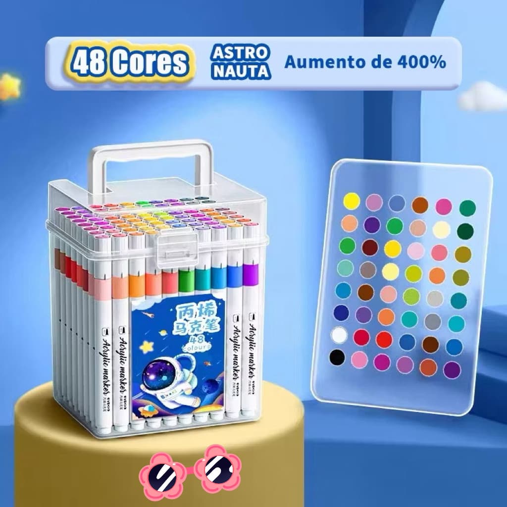 Marcadores Acrílicos Vibrantes 24-60 Cores, à prova d'água, laváveis, não transparentes,Tecido Madeira Vidro Plástico,