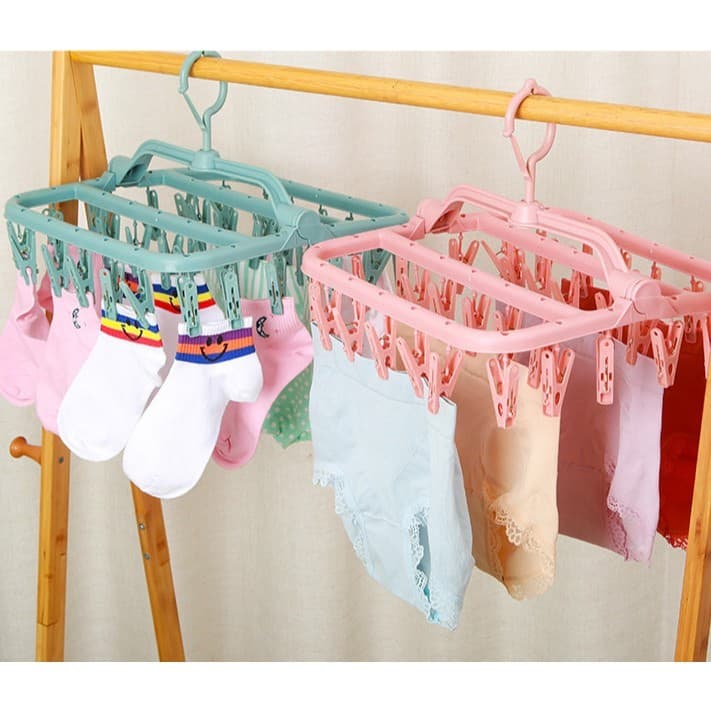 Varal Calcinha Meia Cueca Peça Intima com 32 Prendedores Reforçado