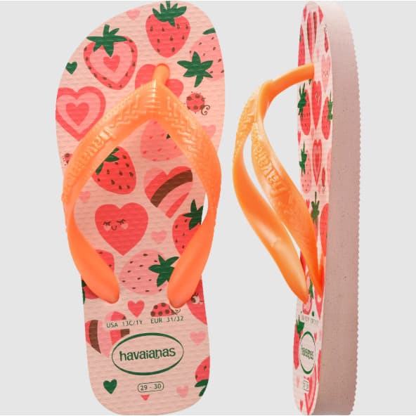 Chinelo Havaianas Kids Flores Rosa Confete Infantil + Uma Toalhinha Sortida