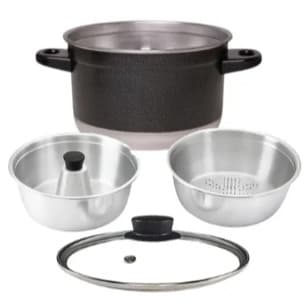 Panela Multiuso 3 em 1 Alumínio | Cuscuzeira + Forma de Pudim + Vapor Legumes