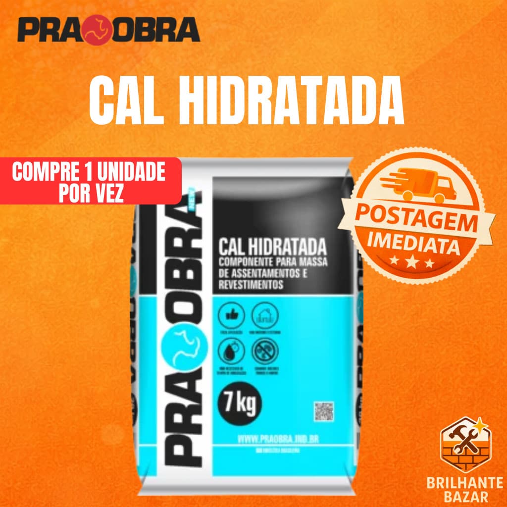 Cal Hidratada Pintura Massa Branco 7kg Interno Externo PRAOBRA