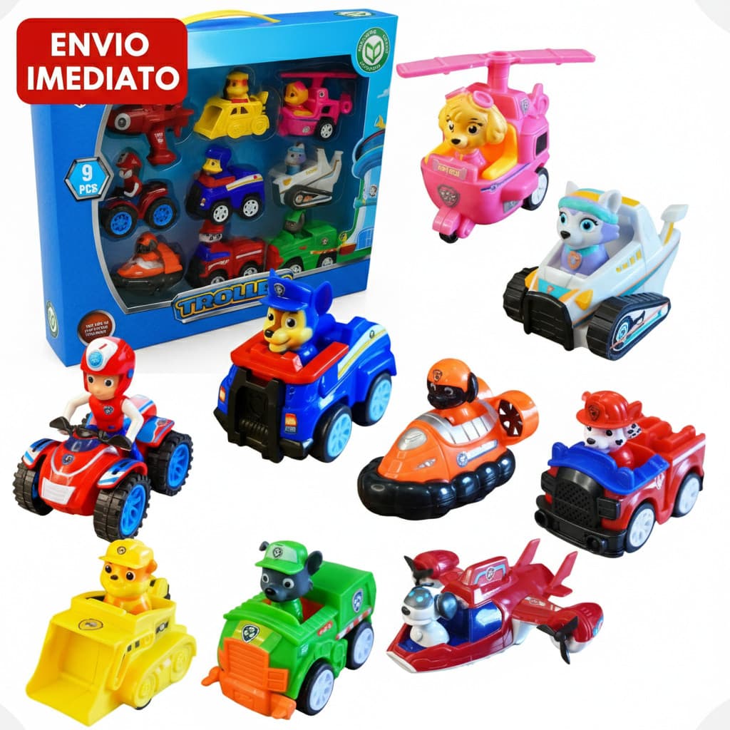 Kit Carrinhos Patrulha Canina Com 9 Carros De Fricção Brinquedo Infantil Premium - Envio Imediato