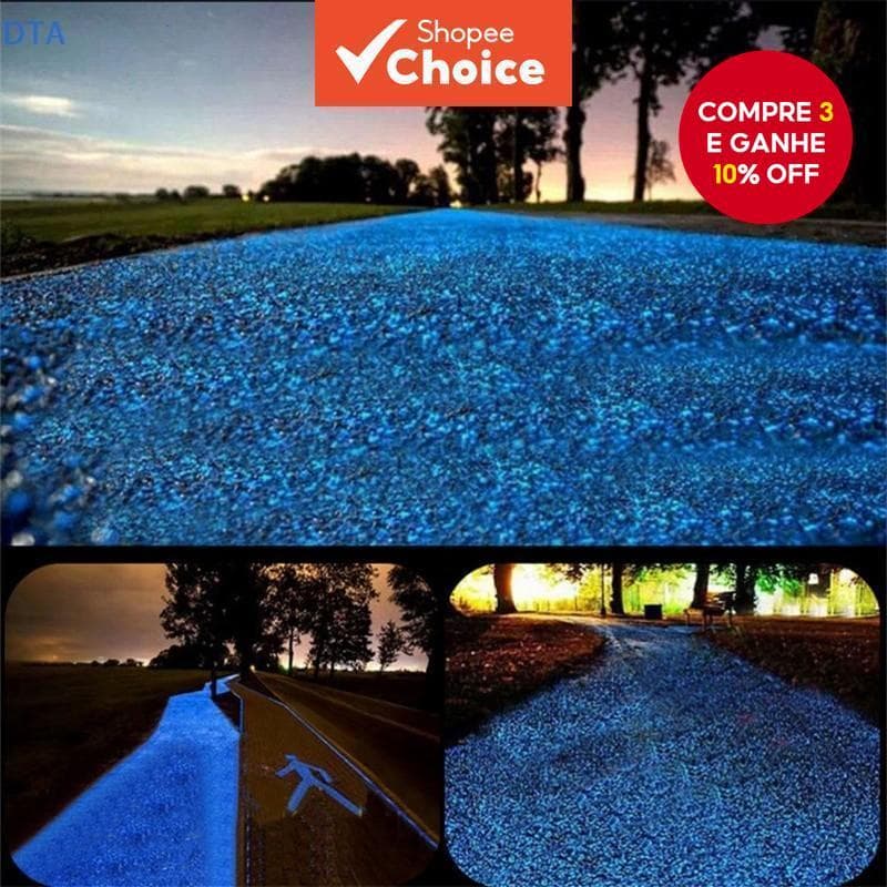 1.000pcs Areia Luminosa em Pedra Cobblestone Escura para Decoração de Jardim e Caminho Outdoor
