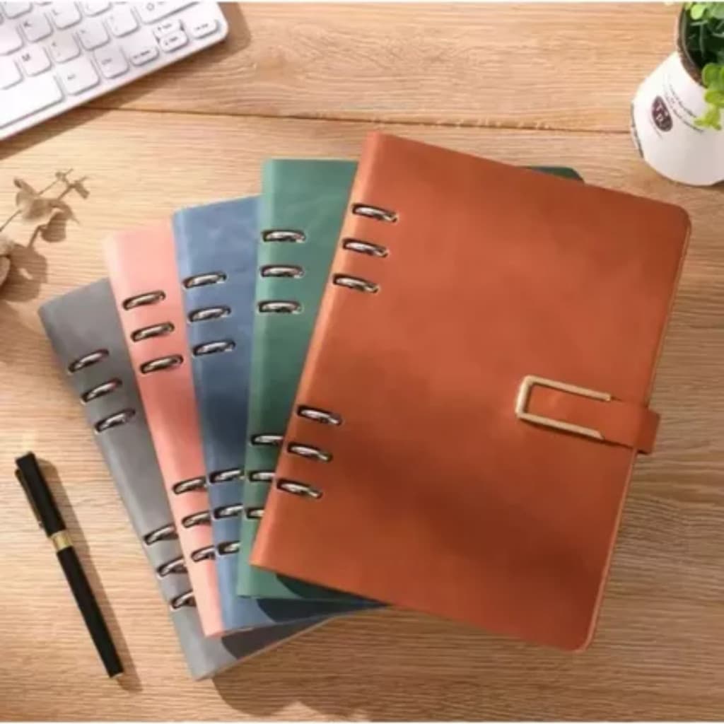Caderno Fichario PU A5 Elegante Capa Aveludada 119 Folhas Pautadas