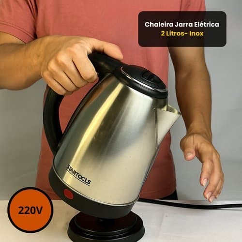 Chaleira Eletrica Inox 2 Litros Aquecimento Rapido Voltagem 220V Cozinha Moderna Café Chá