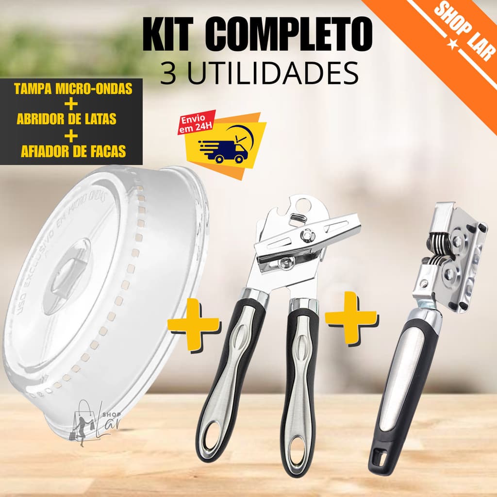 Tampa de Microondas Tampa Protetora De Alimentos + Abridor de Latas+ Afiador de Faca