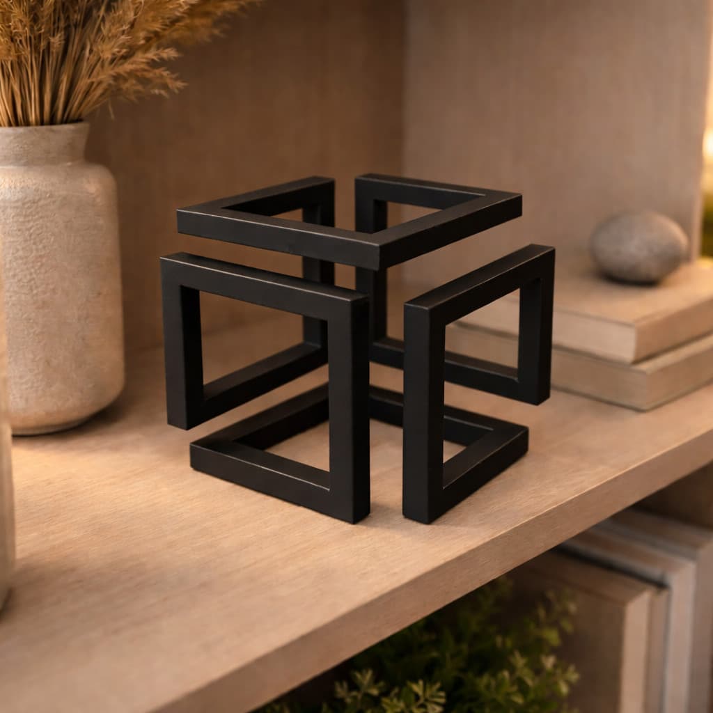 Escultura Geométrica Cubo Infinito - Decoração Moderna - Centro de Mesa - Design Minimalista - Sala e Escritório