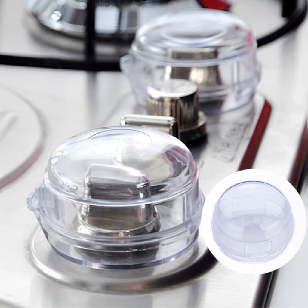 Kit 4 Unidades Trava Botao De Fogao Anti Crianca Bebe Seguranca Protecao Casa Evita Vazar Gas