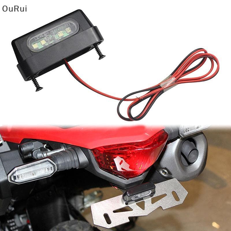[B & C] 12V Universal Motocicleta 4LED Luz De Matrícula 0.2W Traseira Da Placa Com Emark { th }