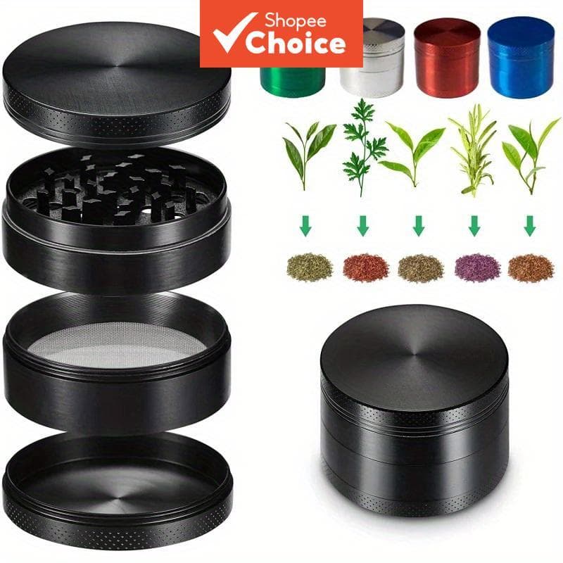  Moedor de Ervas Metálico de 4 Camadas 40mm, Triturador Manual de Especiarias, Moedor de Pimenta, Sal de Cozinha