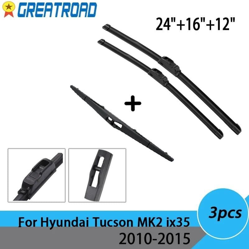Kit De Conjunto De Lâminas De Limpador Dianteiro E Traseiro Para Hyundai Tucson MK2 ix35 2010-2015 11 12 13 Pára-Brisa J