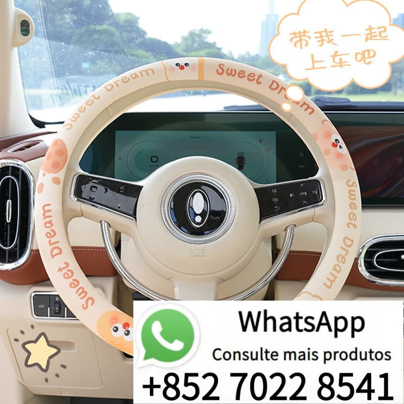 Capa de volante absorvente de suor para mulheres no verão, capa de volante universal para carro, design de biscoito em d