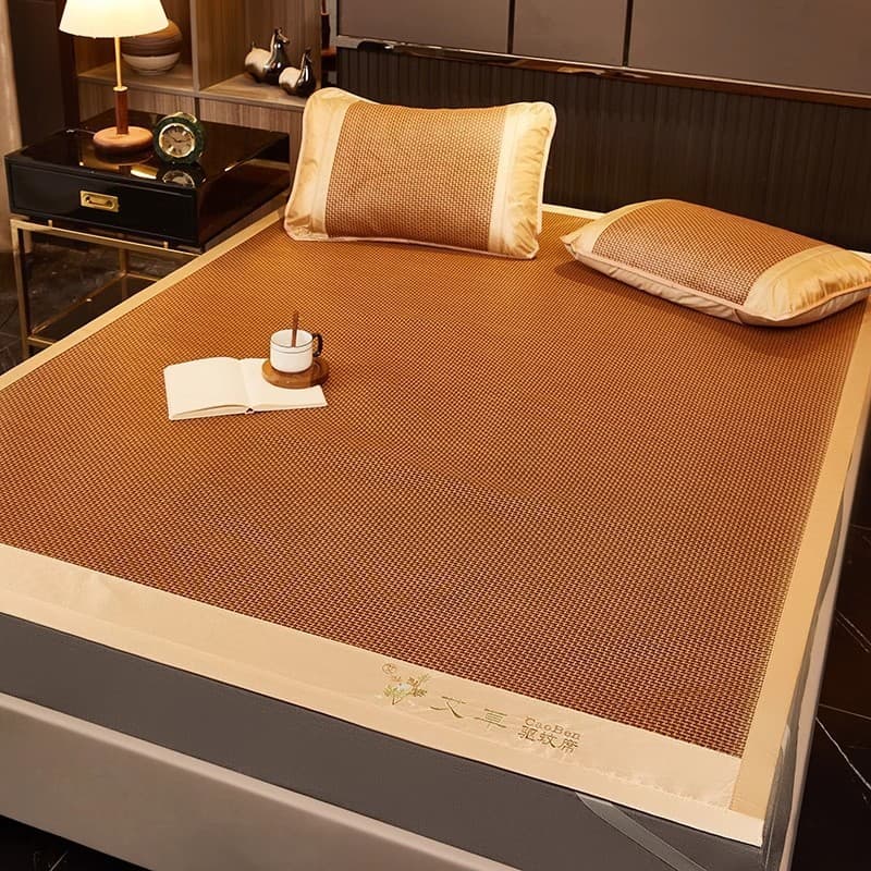 Verão dupla face antigo Rattan legal esteira conjunto de três peças cama ar condicionado dobrável ar condicionado gelo s