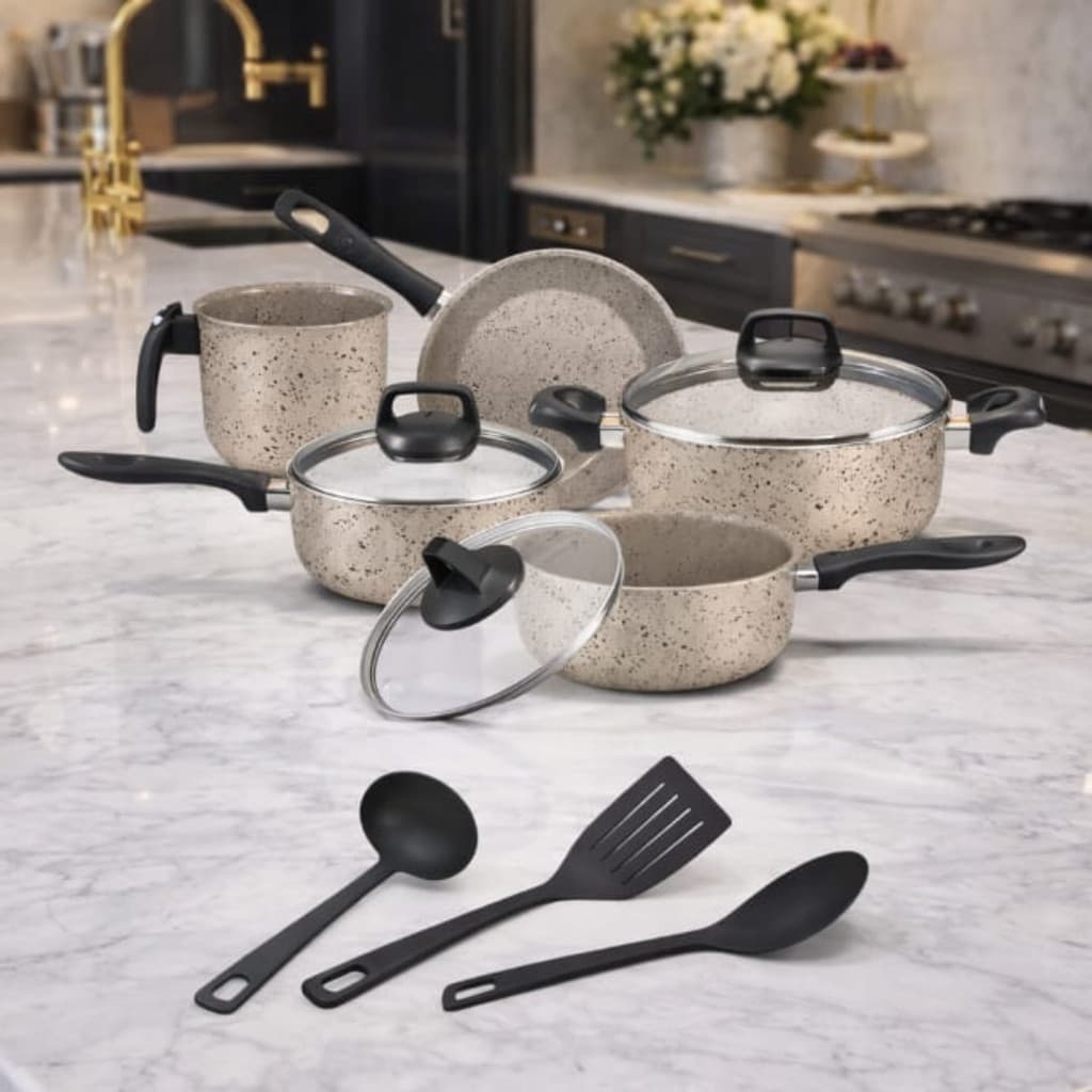 Kit de Panelas Marfim Antiaderente 8 Peças Teflon Premium – Alta Qualidade