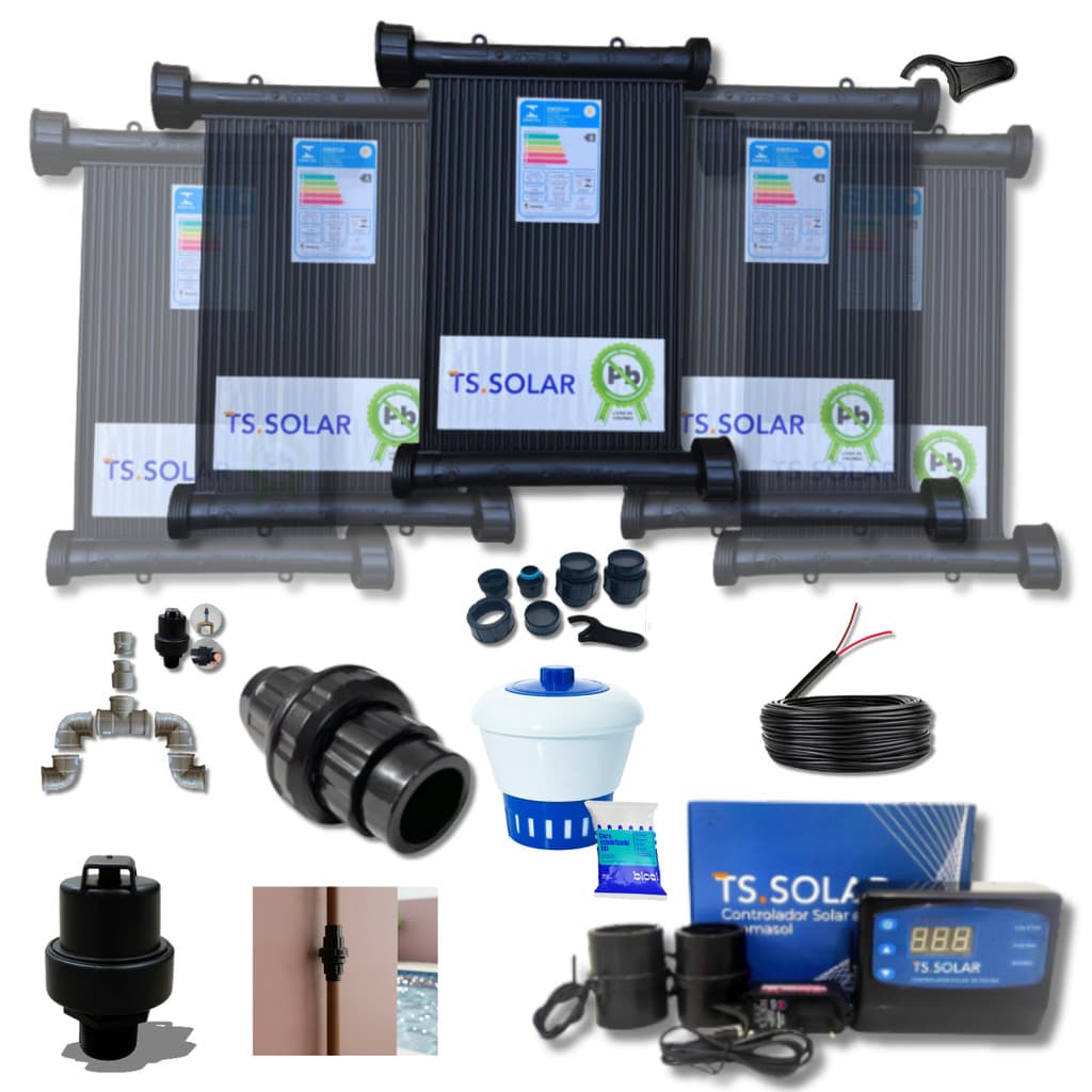 KIT AQUECEDOR SOLAR PISCINA SPA ATE 8000L PLACAS 3MTS