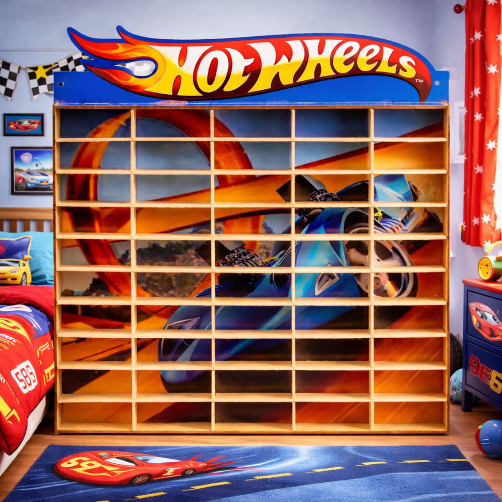 Estante Porta Hot Wheels Para 50 Carrinhos Mdf Adesivado