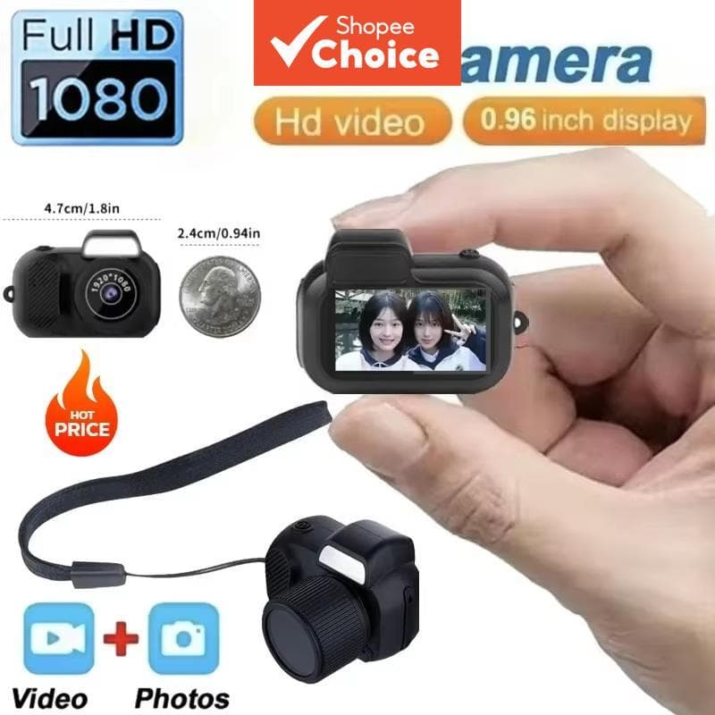  Câmera HD 1080p com Tela LCD, Lanterna, Câmera de Bolso Portátil com Chaveiro, Câmera Digital para Uso Interno,