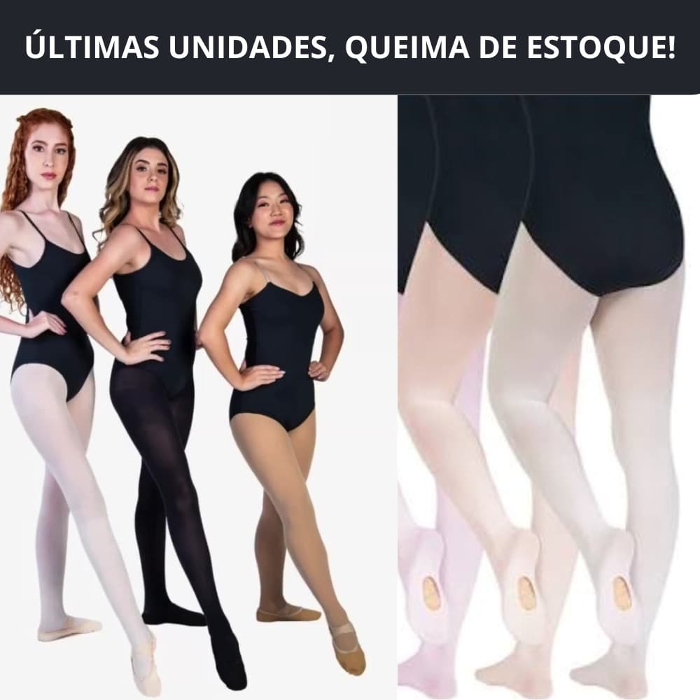 Meia Calça de Ballet Conversível Fio 80 Adulto ou Infantil, Meia Calça Ballet,  Meia calça para Balé Dança