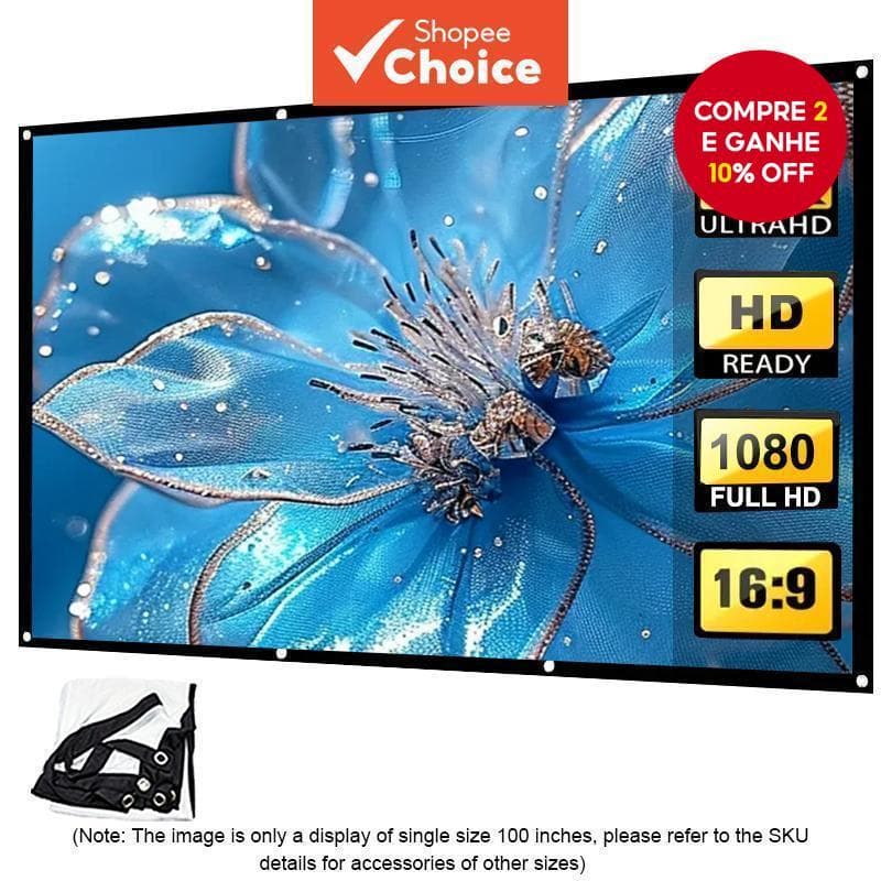  Tela de projeção 60 * 72 * 84 * 100 * 120 * 150 polegadas, adequada para cinema em casa, entretenimento ao ar livre,