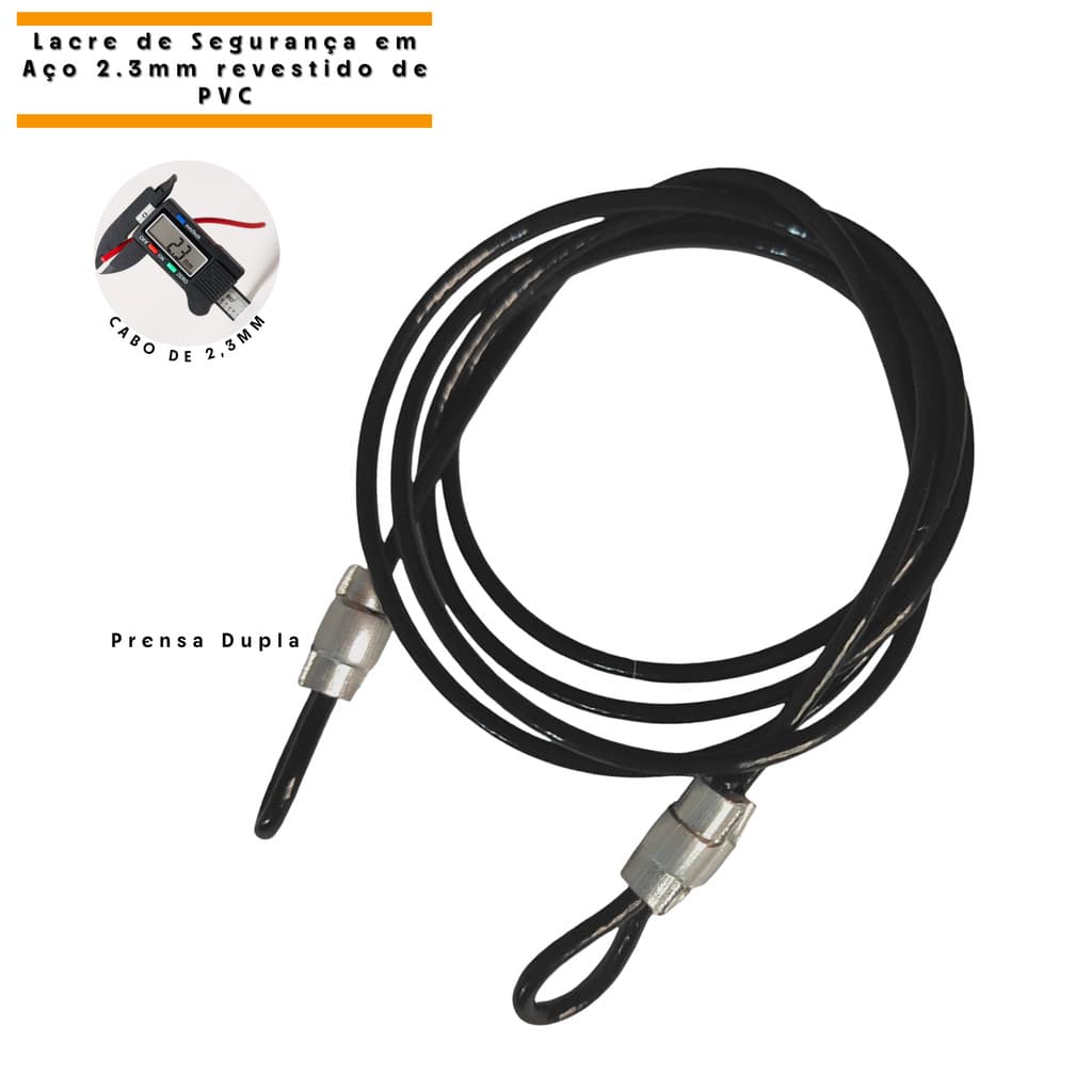 Lacre de Segurança em Aço Multiuso Preto 1 Metro - Bolsa Bagagens  Capacete Bike