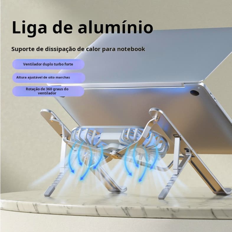 Suporte Para Notebook Com Dupla Refrigeracao Dobrável 360° velocidade de 3000 RPM Tomate