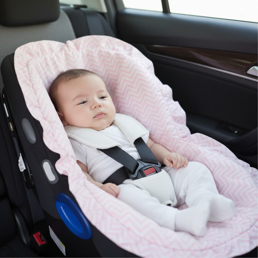 Capa de Bebê Conforto Macia 100% Algodão Acolchoada Com Elástico Estampado Unissex