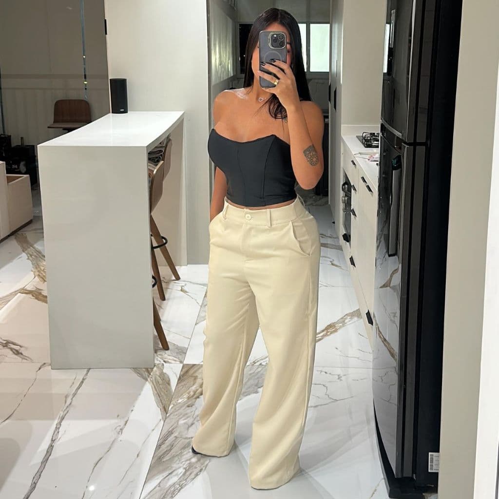 Calça Alfaiataria Pantalona Premium Com Bolso PROMOÇÃO