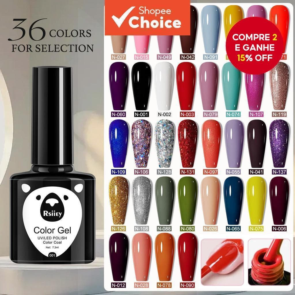 Esmalte Em Gel 7ml Para Kit Inicial Cores Preto Branco Rosa Verde Imersão Sem Limpeza