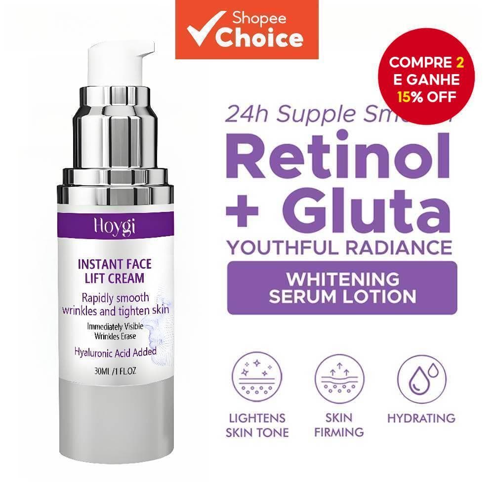 Creme Lifting Facial Instantâneo Com Colágeno E Retinol, Anti-idade, Remove Rugas, Hidrata E Firma - 30ml