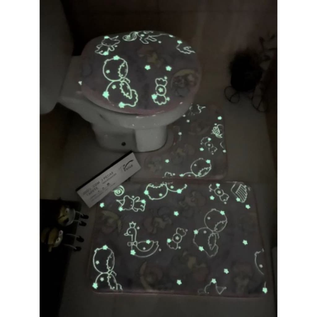 Jogo Tapete De Banheiro Antiderrapante Brilha No Esculro 3 Peças Boa Qualidade Zon