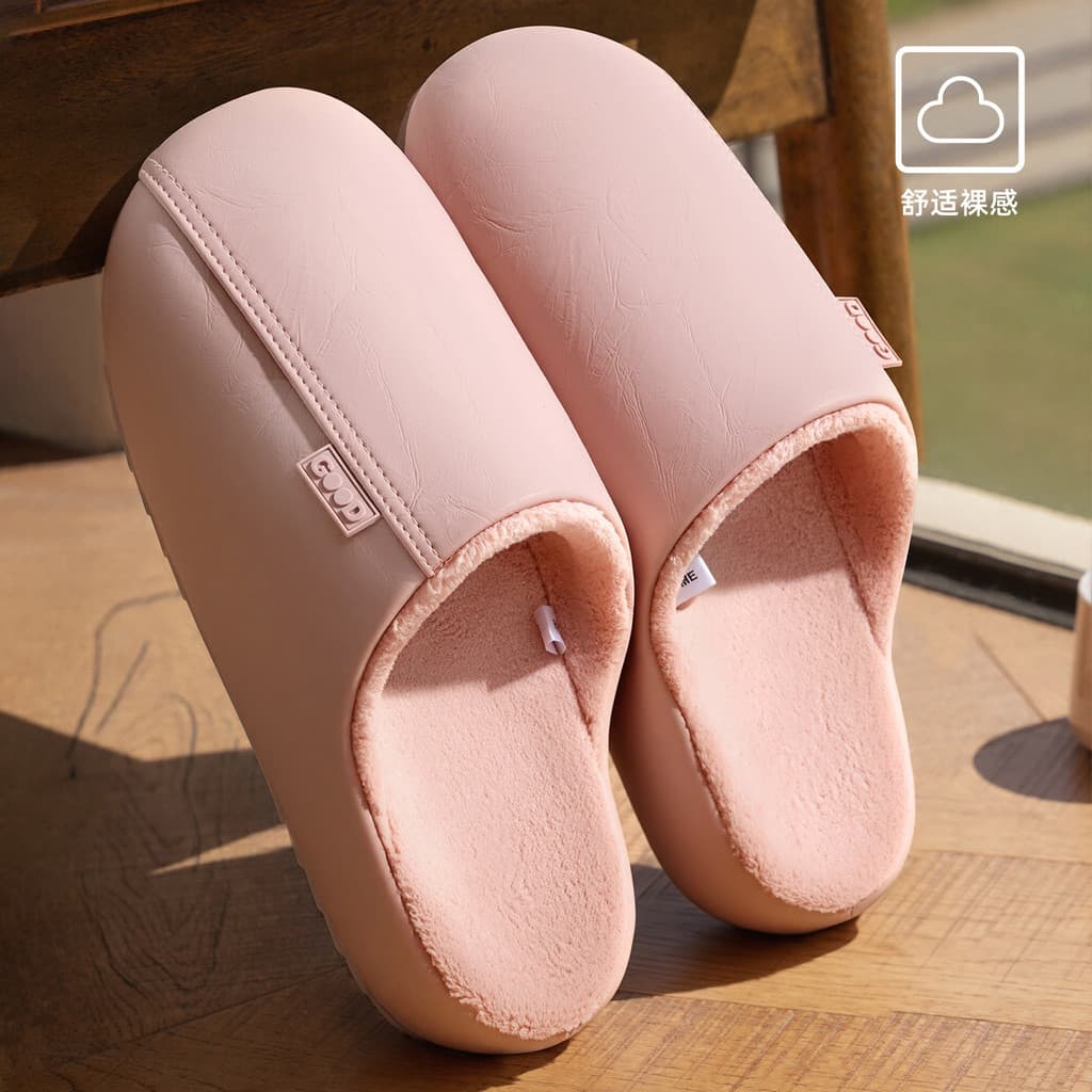 Chinelos de algodão impermeáveis femininos outono inverno 2025 novo estilo casa quente confortável antiderrapante superf