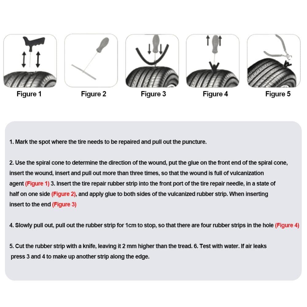TKEY 10 Pçs/Set Tira De Borracha Para Reparo De Pneus De Carro , Ferramentas De Punção De Roda De Pneu A Vácuo , Acessór
