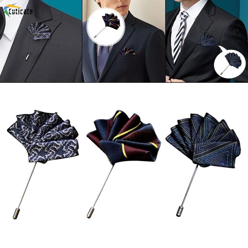 [Szlinyou1] Broche Masculino Flor Bolso Jaqueta Quadrada Decorativa Chique Cetim Refinado Adequado Para Cerimônia De Jan