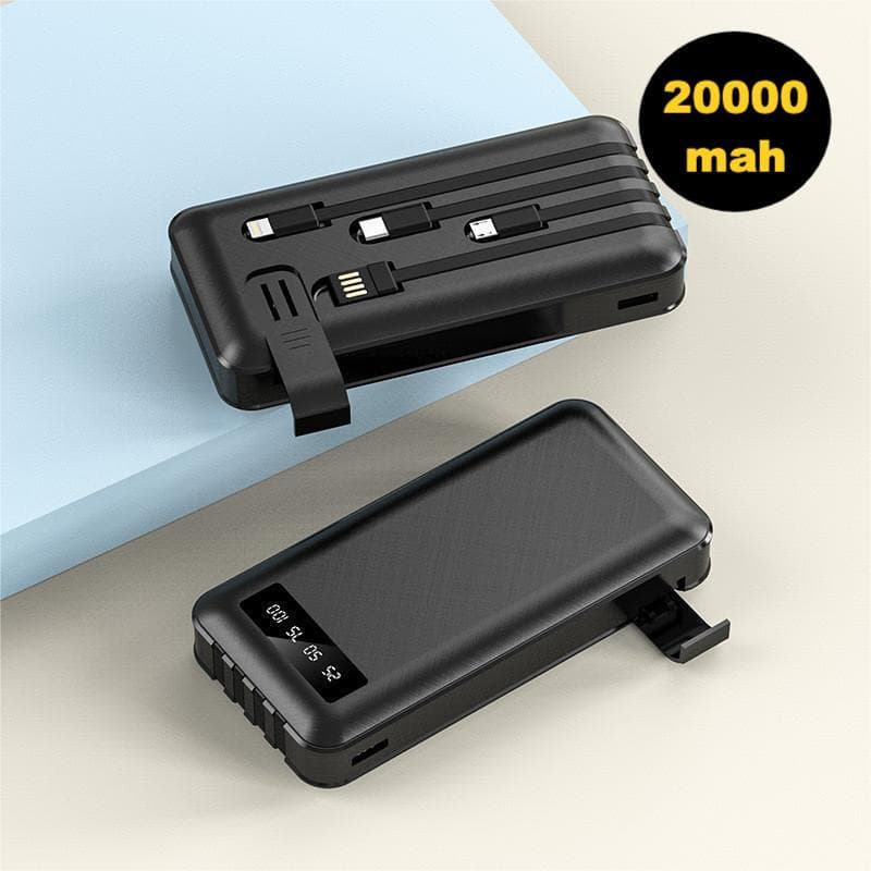 20000mah Carregador Power Bank Portátil  Universal Saida 4 em 1 Cabos , Universal para iPhone e Android
